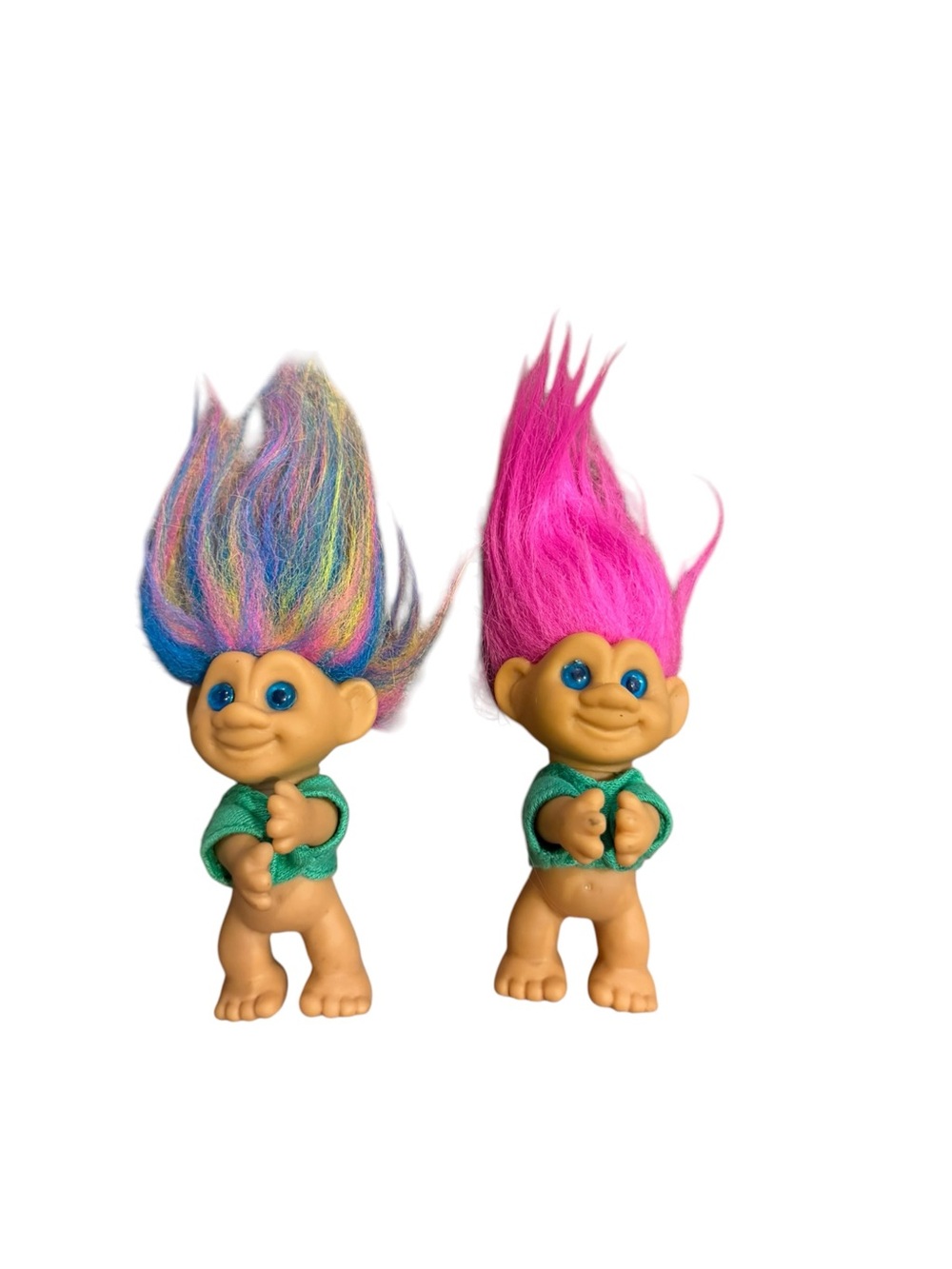 Vintage Classic Rainbow & Pink Hair Troll Dolls Set